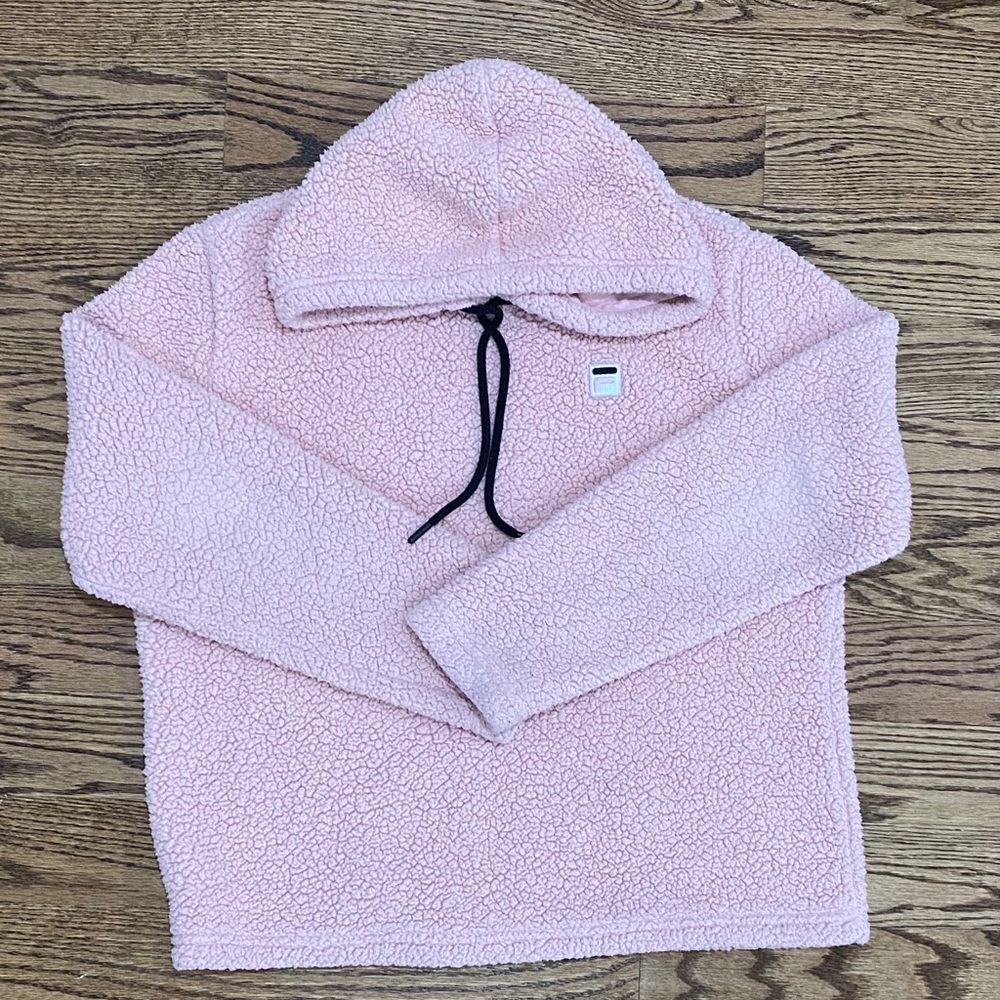 pink fuzzy hoodie